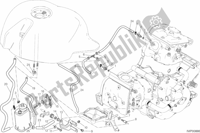 Wszystkie części do Kanister Na Gor? Ce Powietrze Ducati Monster 1200 S USA 2016
